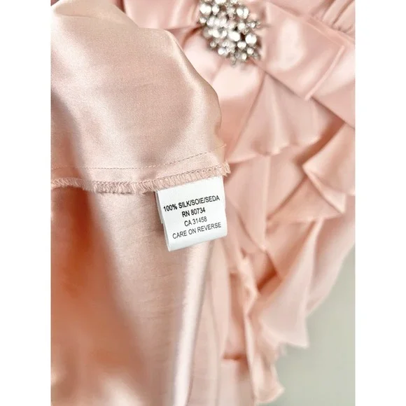 BCBG MAX AZRIA Strappy Dress Cascading Ruffle Silk Fairy Blush Pink Sz 2 - Picture 7 of 11